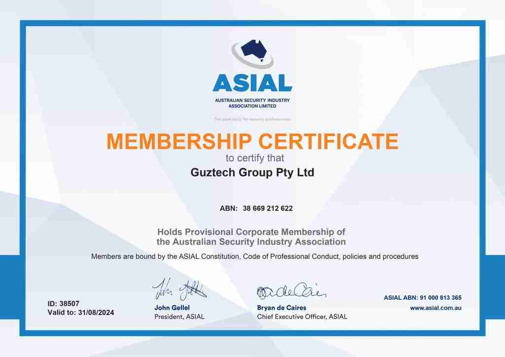 Guztech Group is a proud ASIAL member - Australian Security Industry Body.